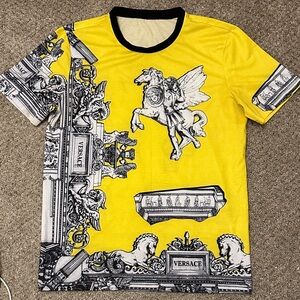 Versace Yellow and Black Graphic Tee